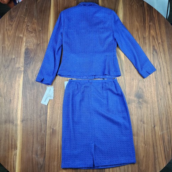1990s Perceptions Blue Tweed Skirt Suit - Picture 4 of 6